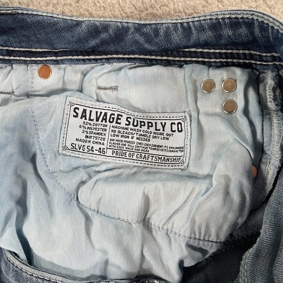 - Salvage Jeans Anarchy Straight Regular Fit 36S (36x30) Denim Buckle Dist… - Picture 6 of 9